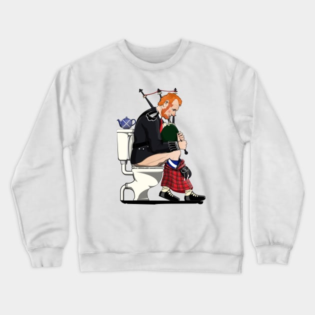 Scottish bagpipe player on the Toilet Crewneck Sweatshirt by InTheWashroom